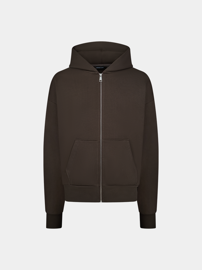 BROWN HEAVY FULL ZIP